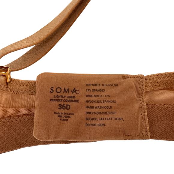 Soma Lightly Lined Perfect Coverage Lace Bra Size 36D - Picture 4 of 4
